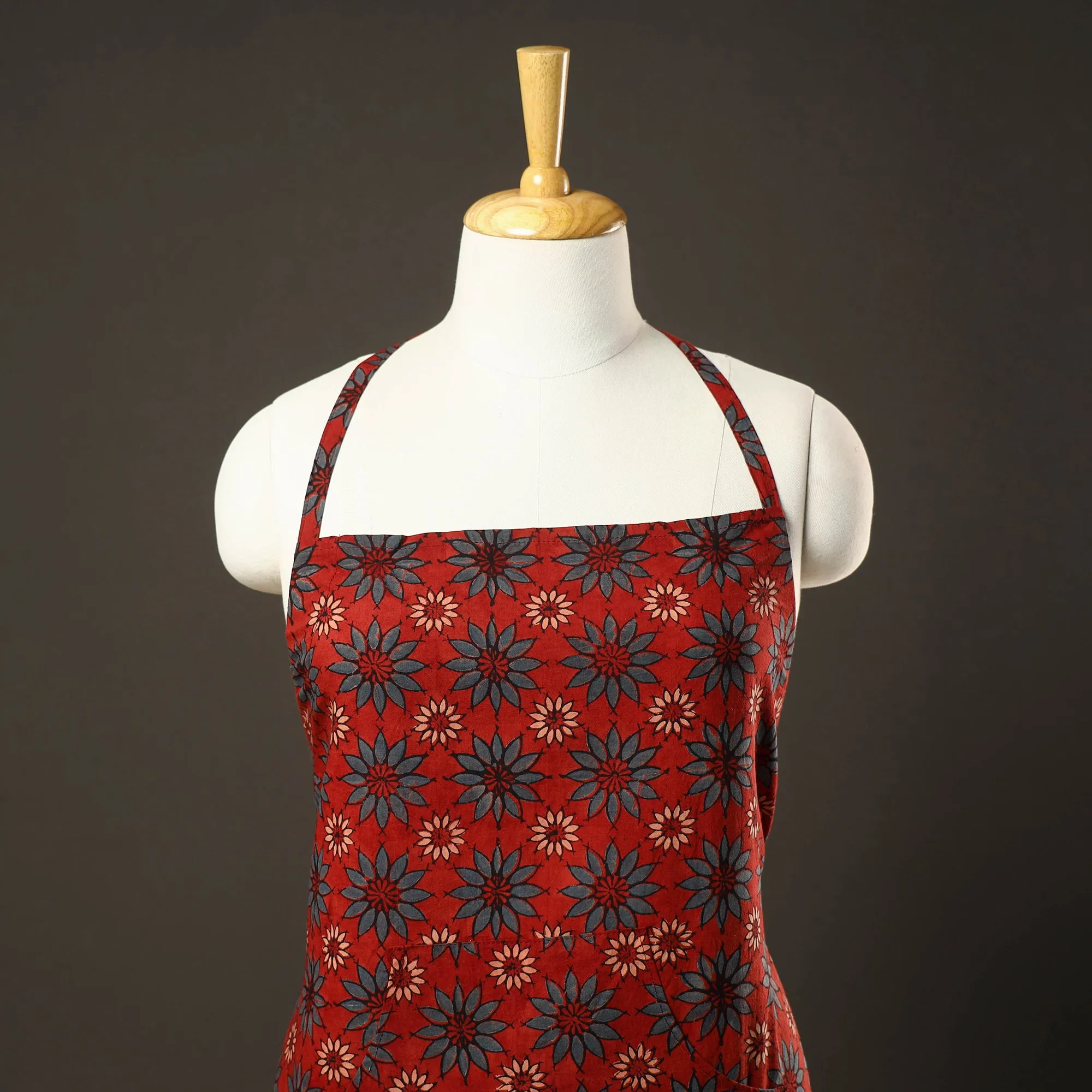 Ajrakh Block Printed Cotton Apron with Pocket 09