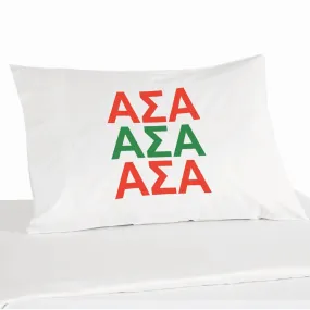 Alpha Sigma Alpha Sorority Letters in Sorority Colors Pillowcase