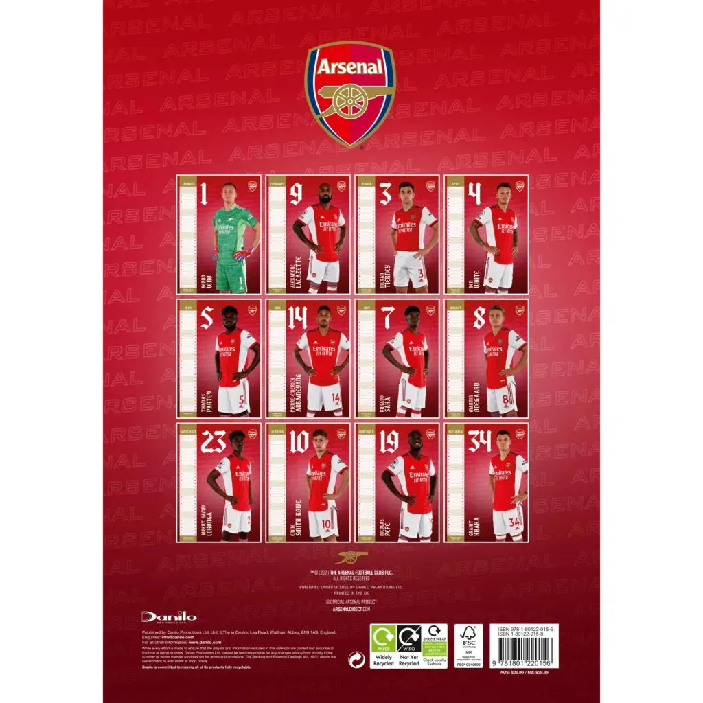 Arsenal 2022 Official Calendar