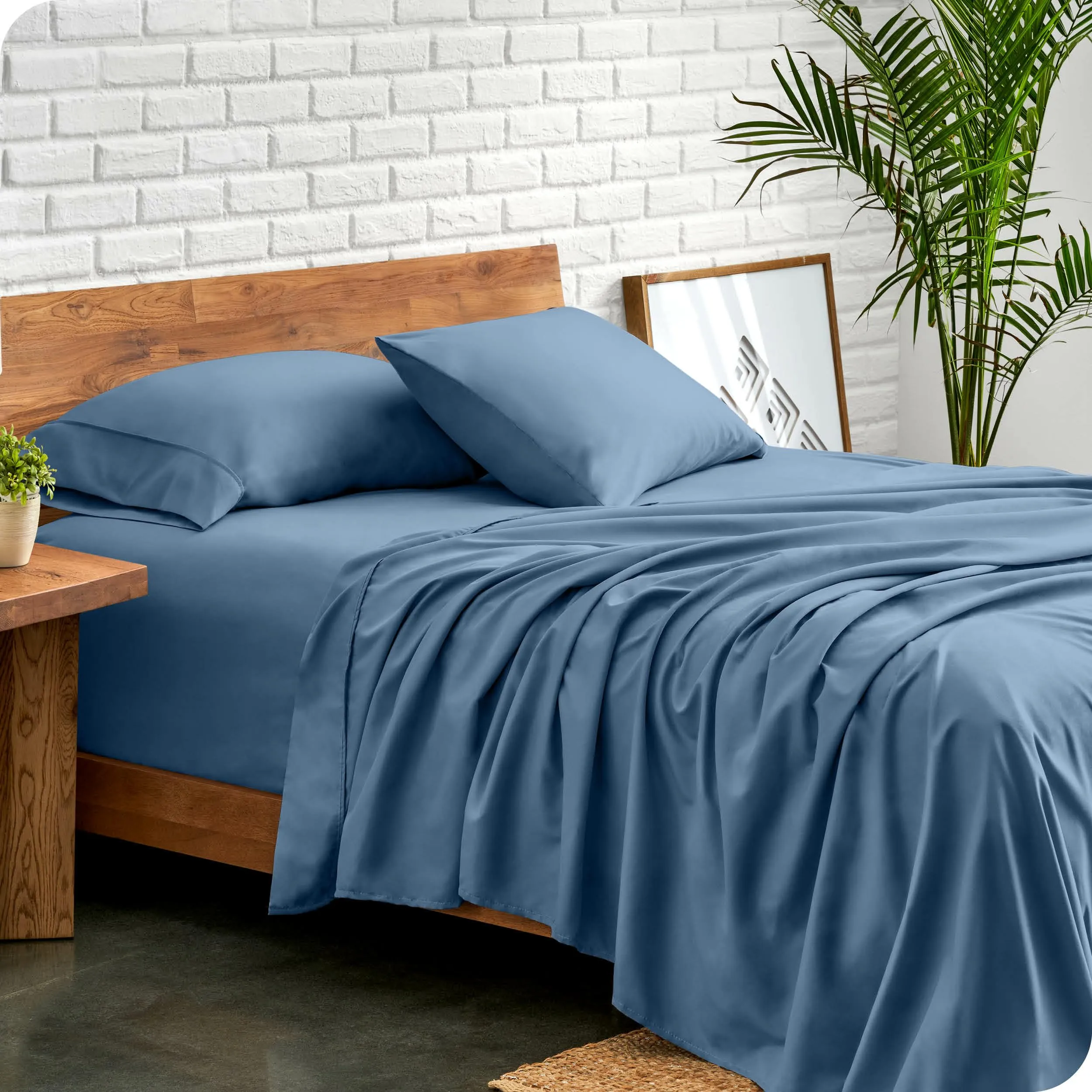 Bare Home Split King Sheet Set - 1800 Ultra-Soft Microfiber Bed Sheets - Double Brushed Breathable Bedding - Hypoallergenic – Wrinkle Resistant - Deep Pocket (Split King, Coronet Blue)