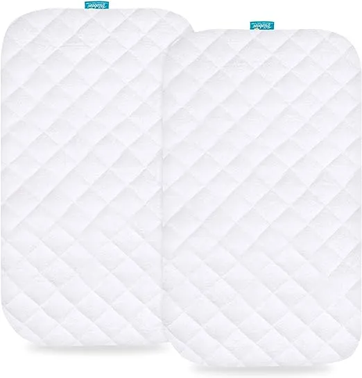 Bassinet Mattress Pad Cover - Fits BabyBond Baby Bassinet Bedside Crib, 2 Pack, Bamboo, Waterproof