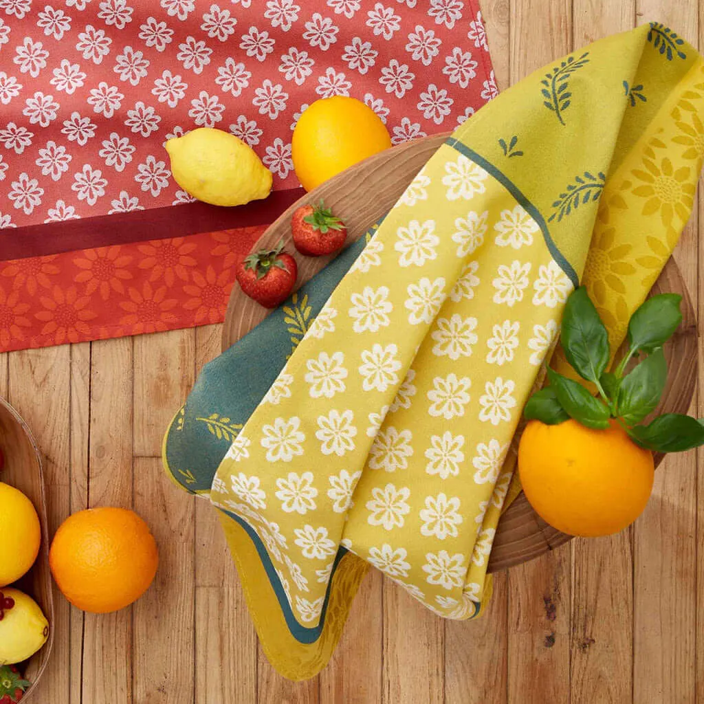 Bastide Yellow French Jacquard Cotton Dish Towel by Coucke