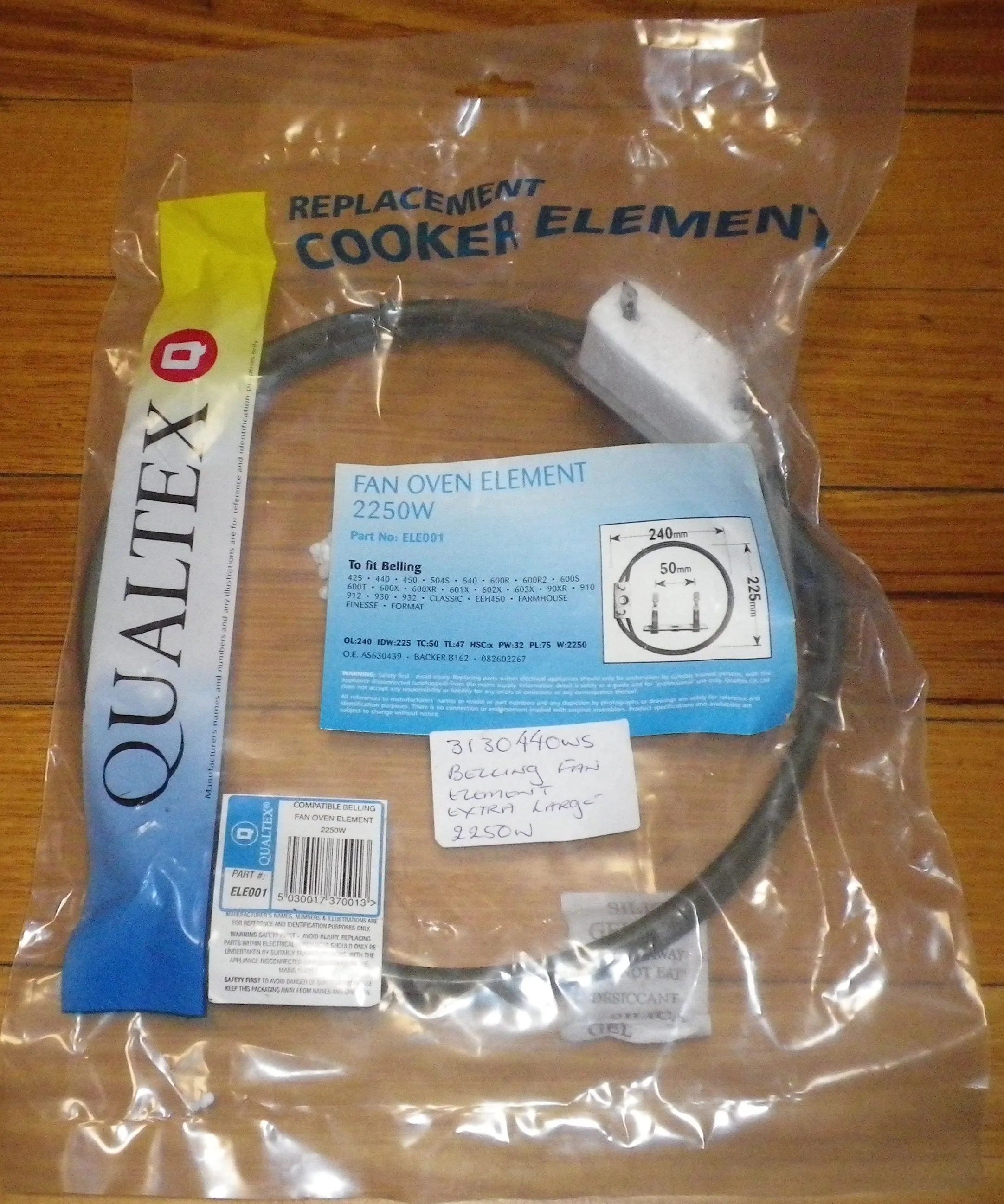 Belling 2250 Watt Compatible Fan Forced Oven Element - Part # ELE001