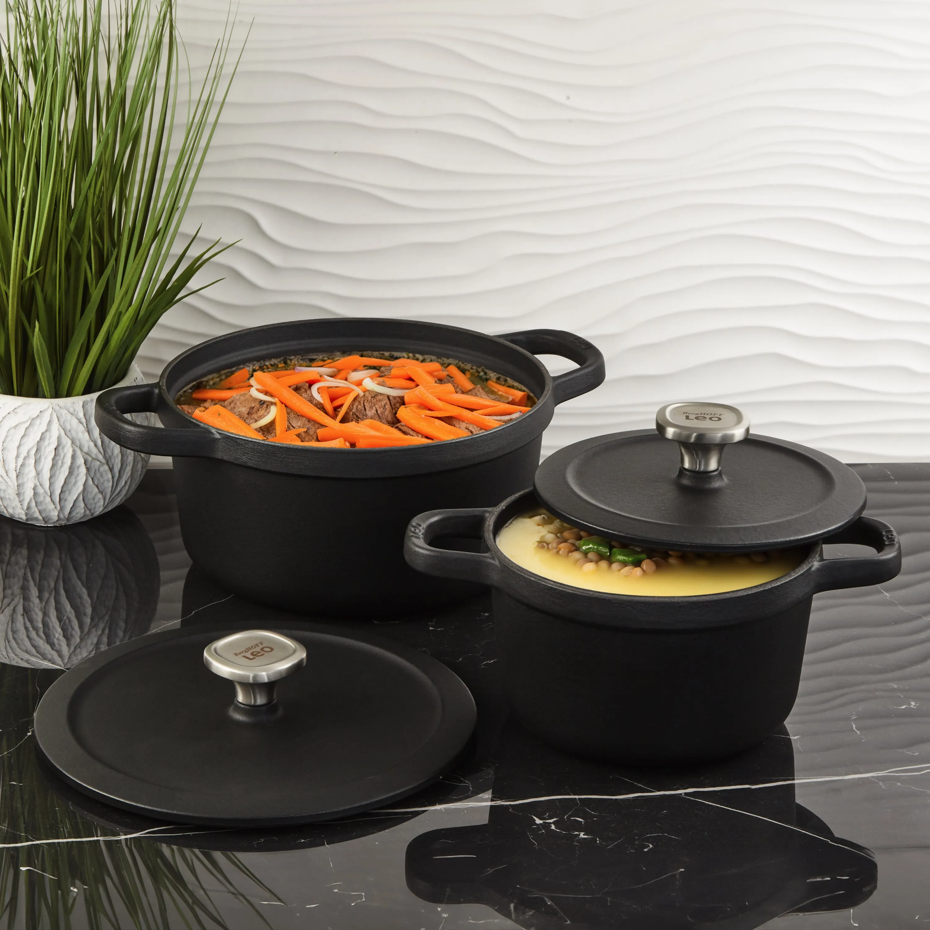 BergHOFF Leo Graphite 4pc Cast Iron Cookware Set