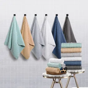 Bibb Home 4 Pack Ribbed Egyptian Cotton Bath Towel Set