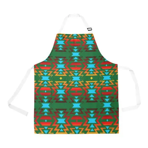 Big Pattern Fire Colors and Sky green Apron