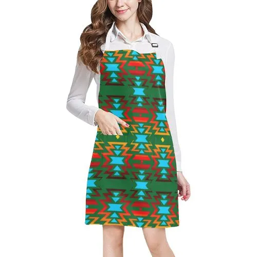 Big Pattern Fire Colors and Sky green Apron