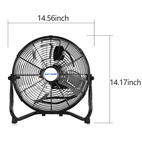 BILT HARD 4650 CFM 20" High Velocity Floor Fan, 3-Speed Heavy Duty Metal Fan with Wall-Mounting System, Industrial Shop Fan for Commercial, Garage, and Greenhouse