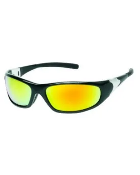 Black Frame - Orange Mirror Lens - Rubber Tips Safety Glasses