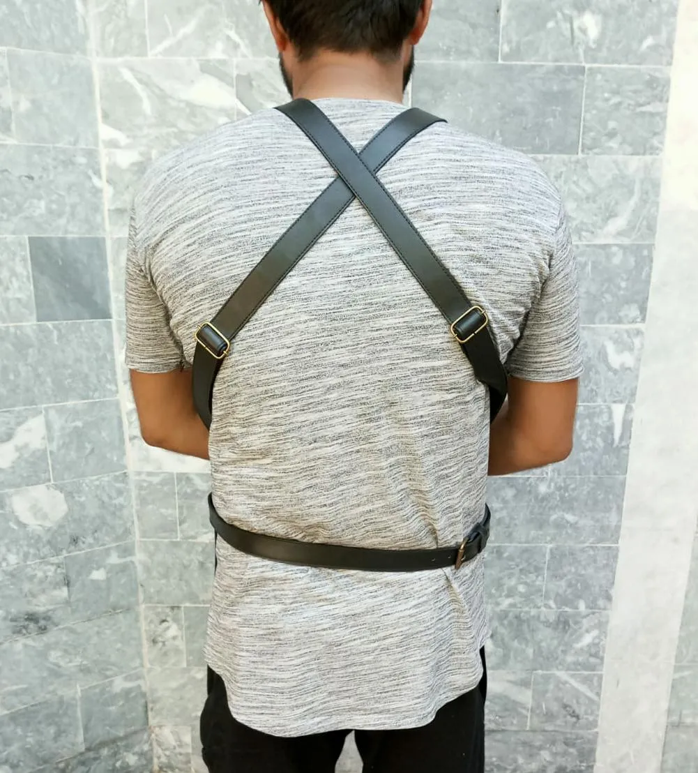 Black Leather Workshop Apron - Versatile Convenience