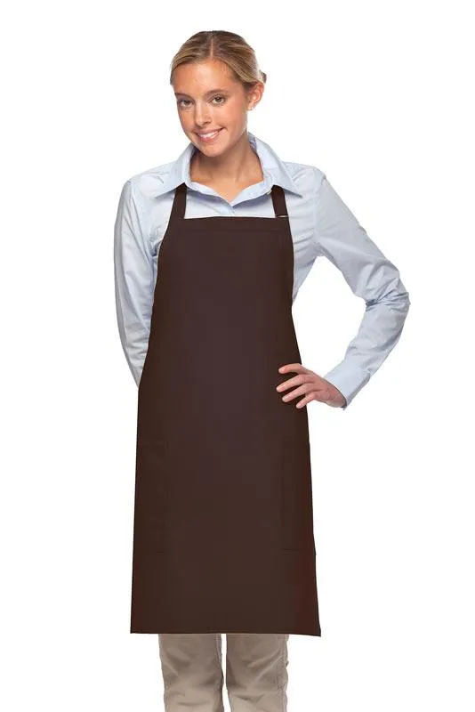 Brown Deluxe Bib Adjustable Apron (2 Pockets)