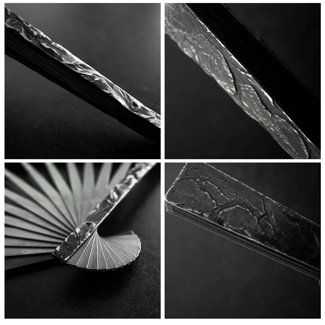 BuRan: the Titanium Hand carved Folding Fan- Rockery