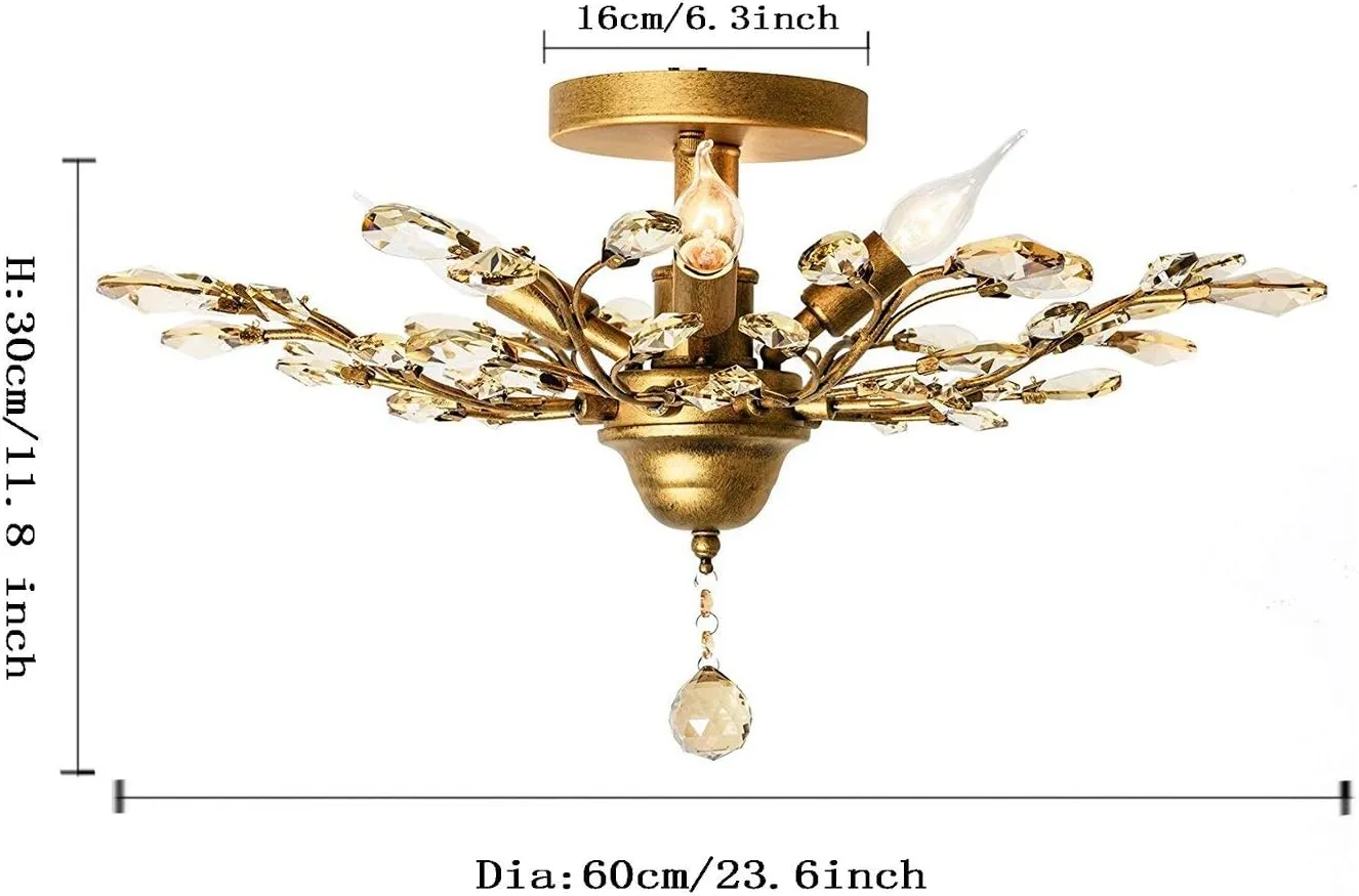 Chandelier Crystal Ceiling Light for Living Room Bedroom Restaurant Porch Hallway