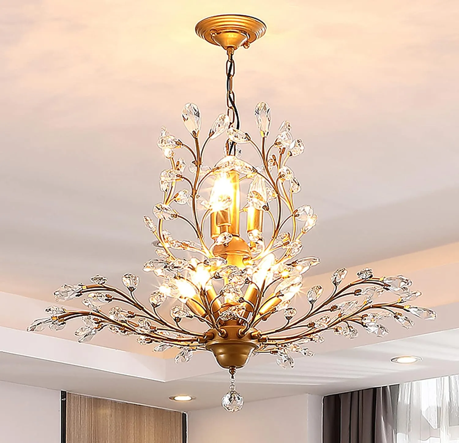 Chandelier Crystal Ceiling Light for Living Room Bedroom Restaurant Porch Hallway