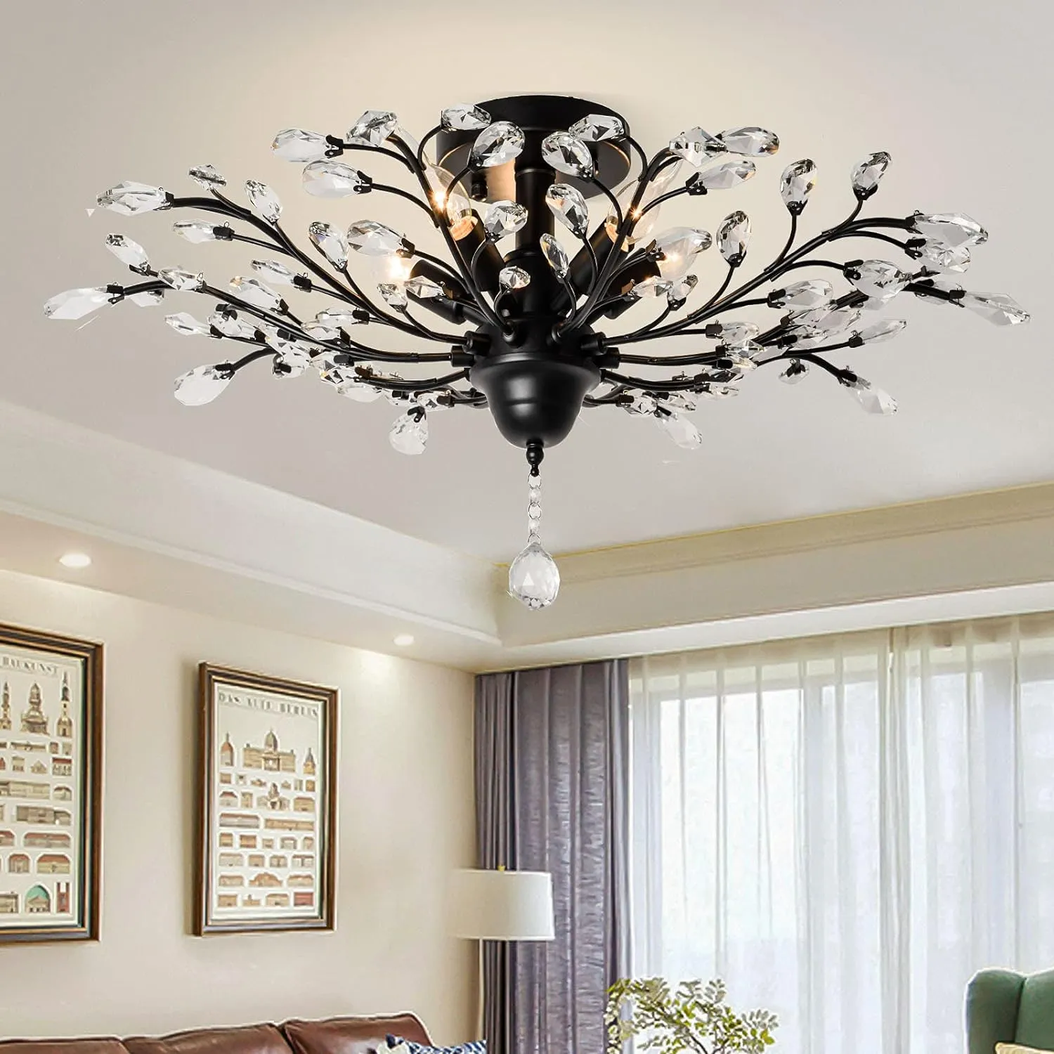 Chandelier Crystal Ceiling Light for Living Room Bedroom Restaurant Porch Hallway