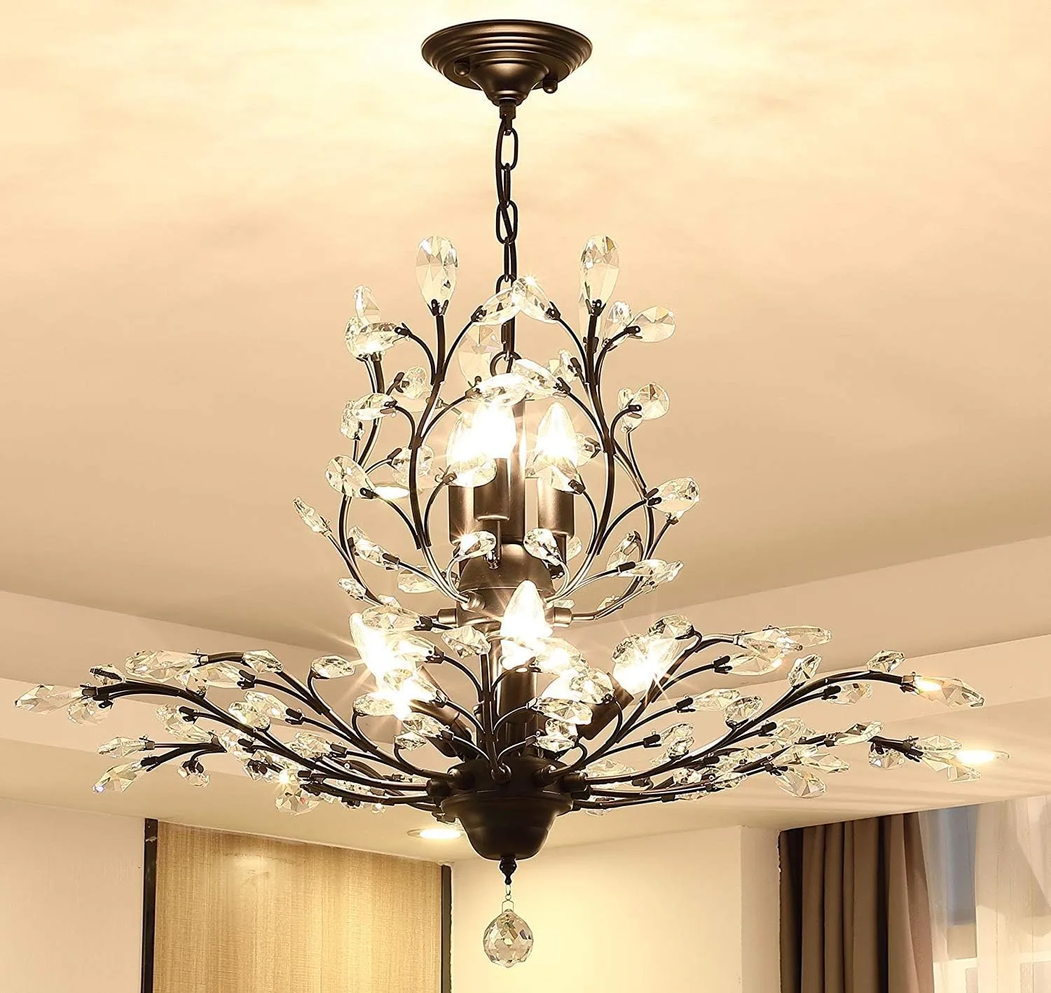 Chandelier Crystal Ceiling Light for Living Room Bedroom Restaurant Porch Hallway