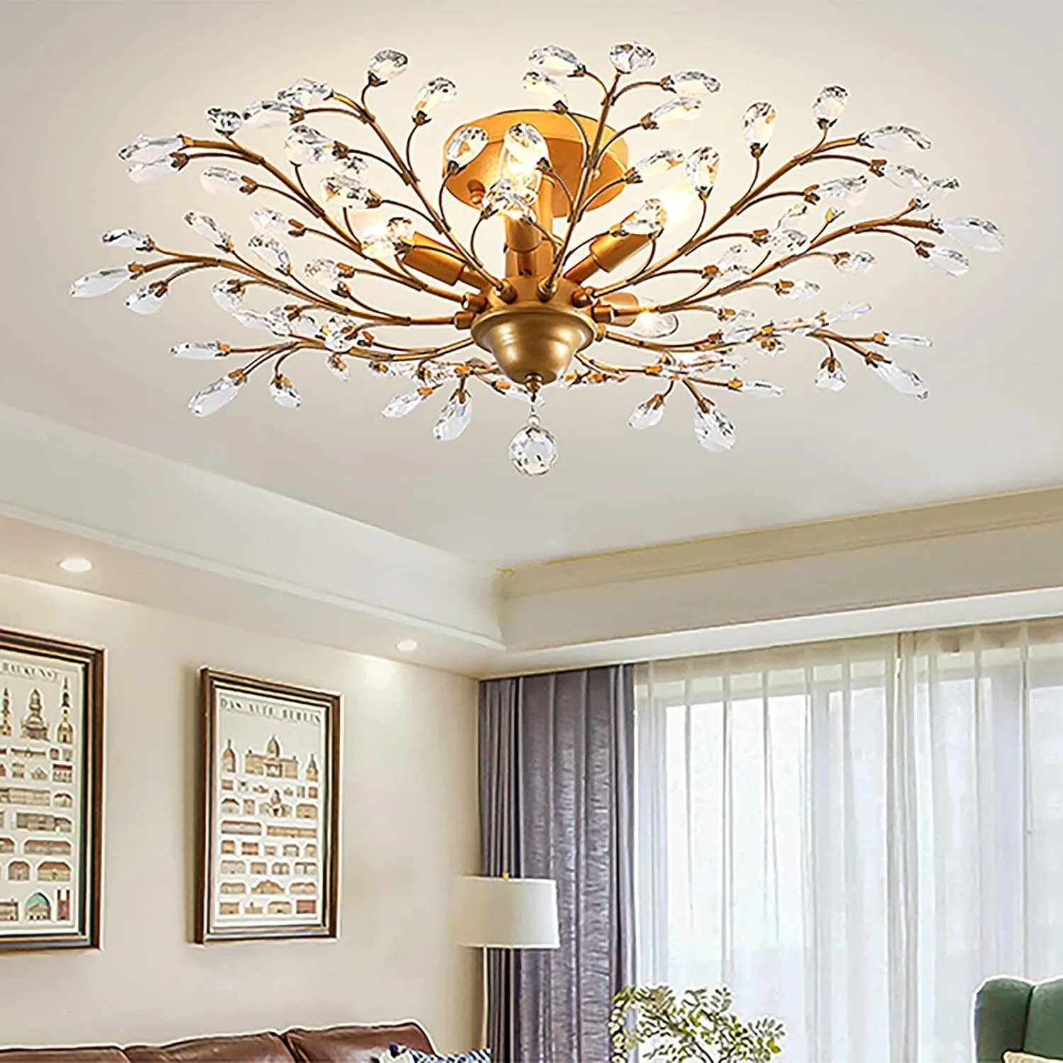 Chandelier Crystal Ceiling Light for Living Room Bedroom Restaurant Porch Hallway