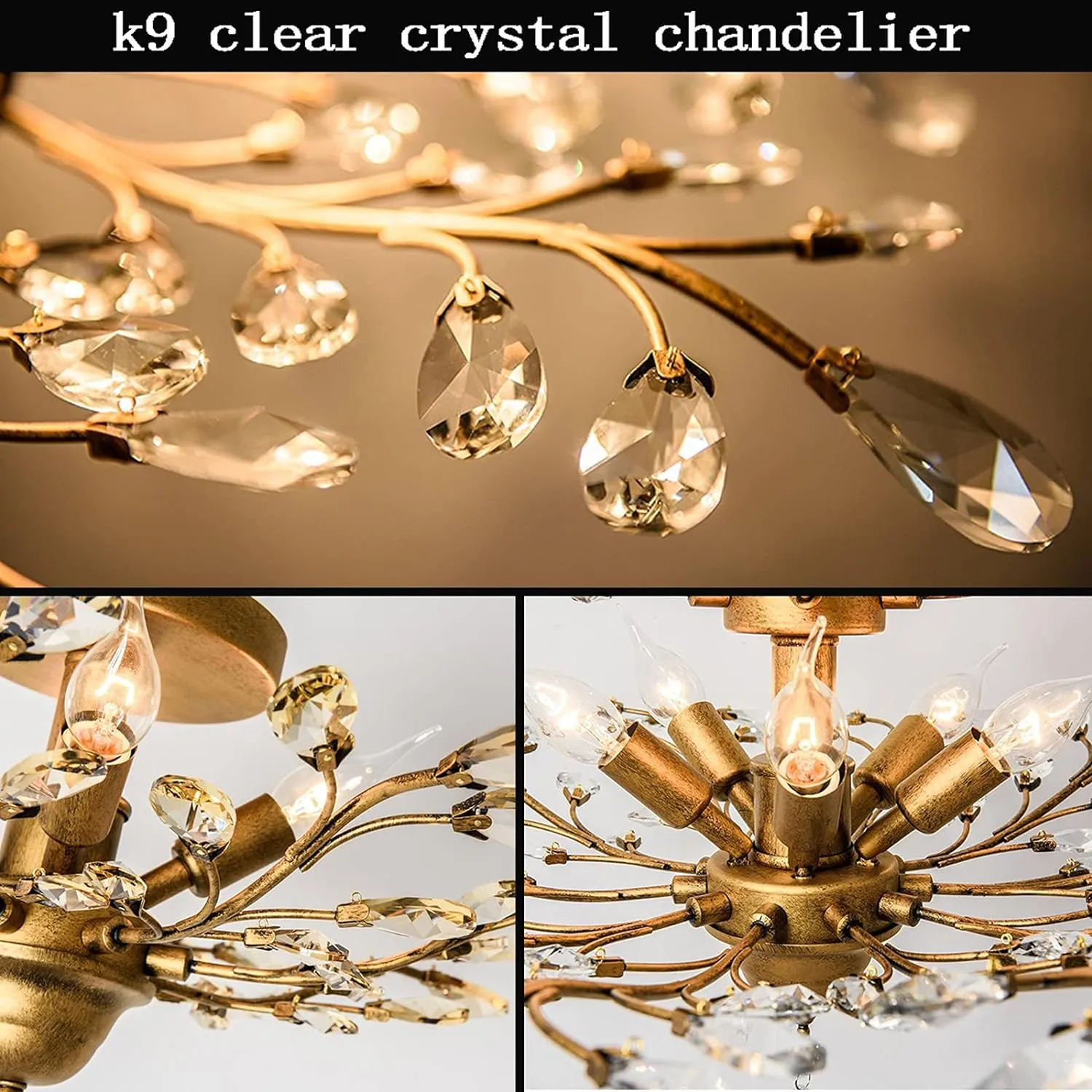 Chandelier Crystal Ceiling Light for Living Room Bedroom Restaurant Porch Hallway