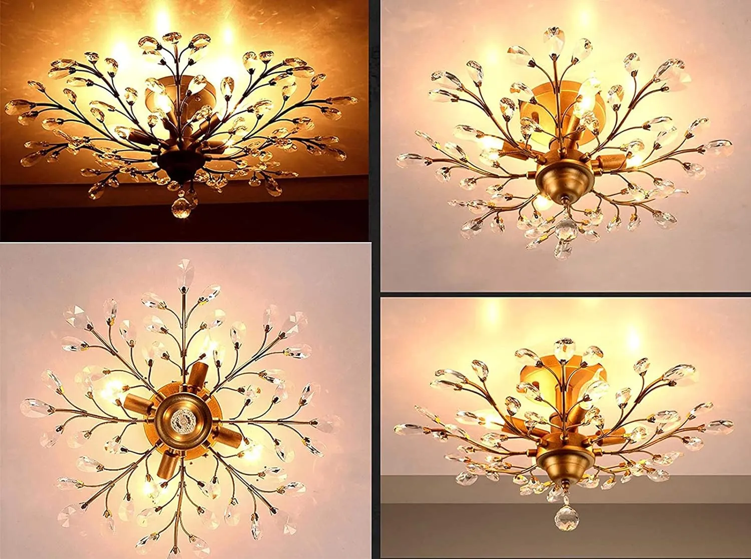 Chandelier Crystal Ceiling Light for Living Room Bedroom Restaurant Porch Hallway