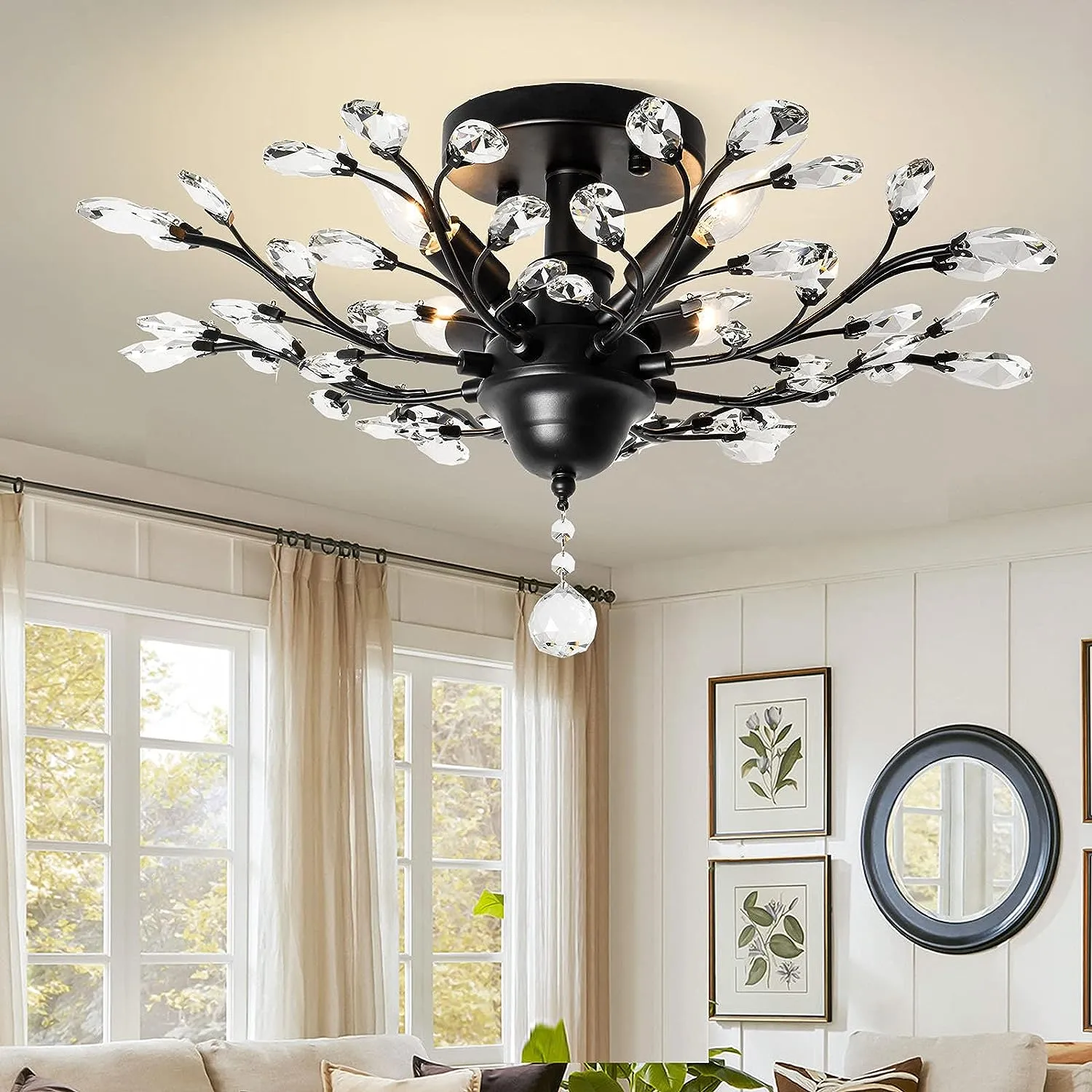 Chandelier Crystal Ceiling Light for Living Room Bedroom Restaurant Porch Hallway