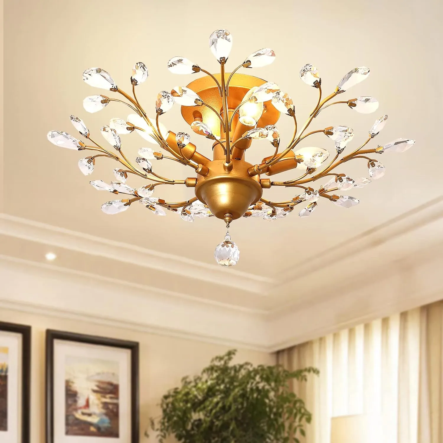 Chandelier Crystal Ceiling Light for Living Room Bedroom Restaurant Porch Hallway