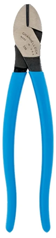 CHANNELLOCK 338 Diagonal Cutting Plier, 8 in OAL, Blue Handle, Ergonomic Handle, 1.18 in W Jaw, 0.79 in L Jaw :EA: QUANTITY: 1