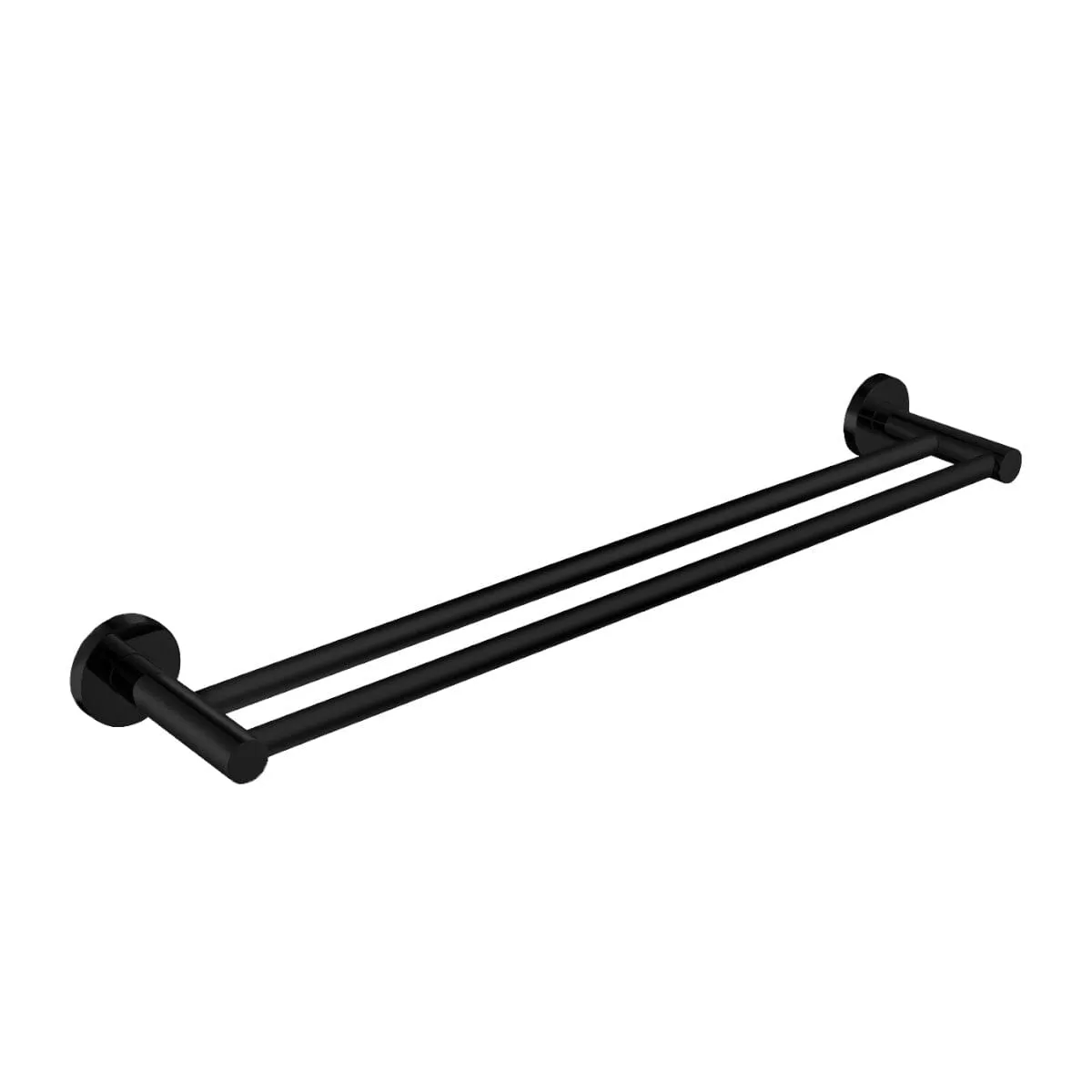 Clio Round Double Towel Rail 600mm Matte Black