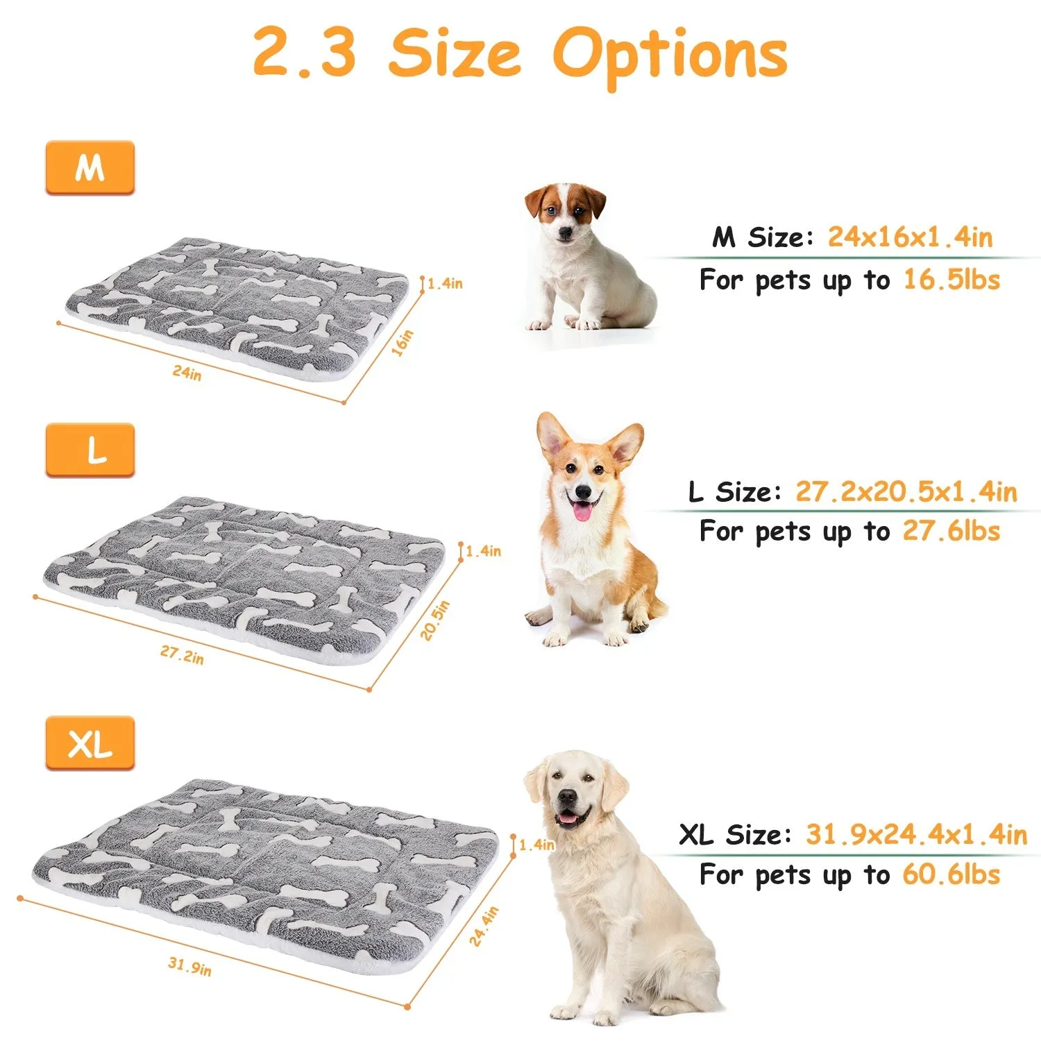 Comfortable Flannel Dog Crate Pad Reversible Cushion Carpet