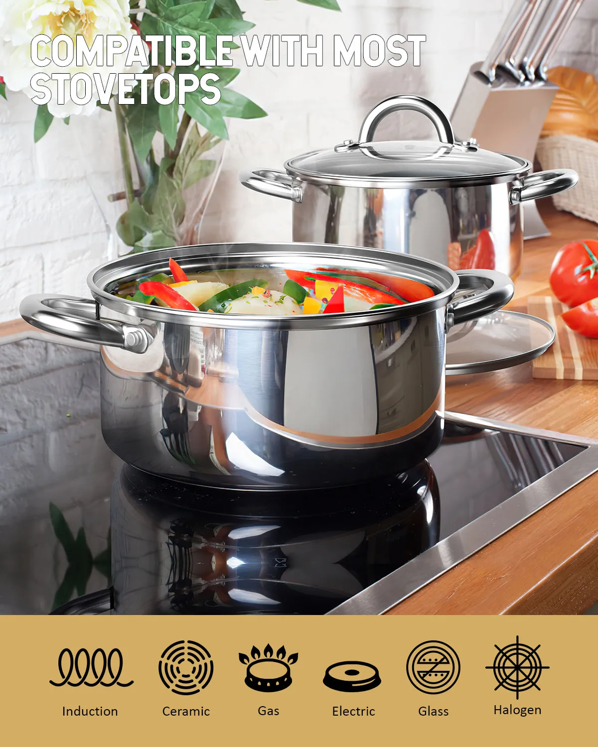 Cook N Home 8 Quart Stainless Steel Stockpot with Lid