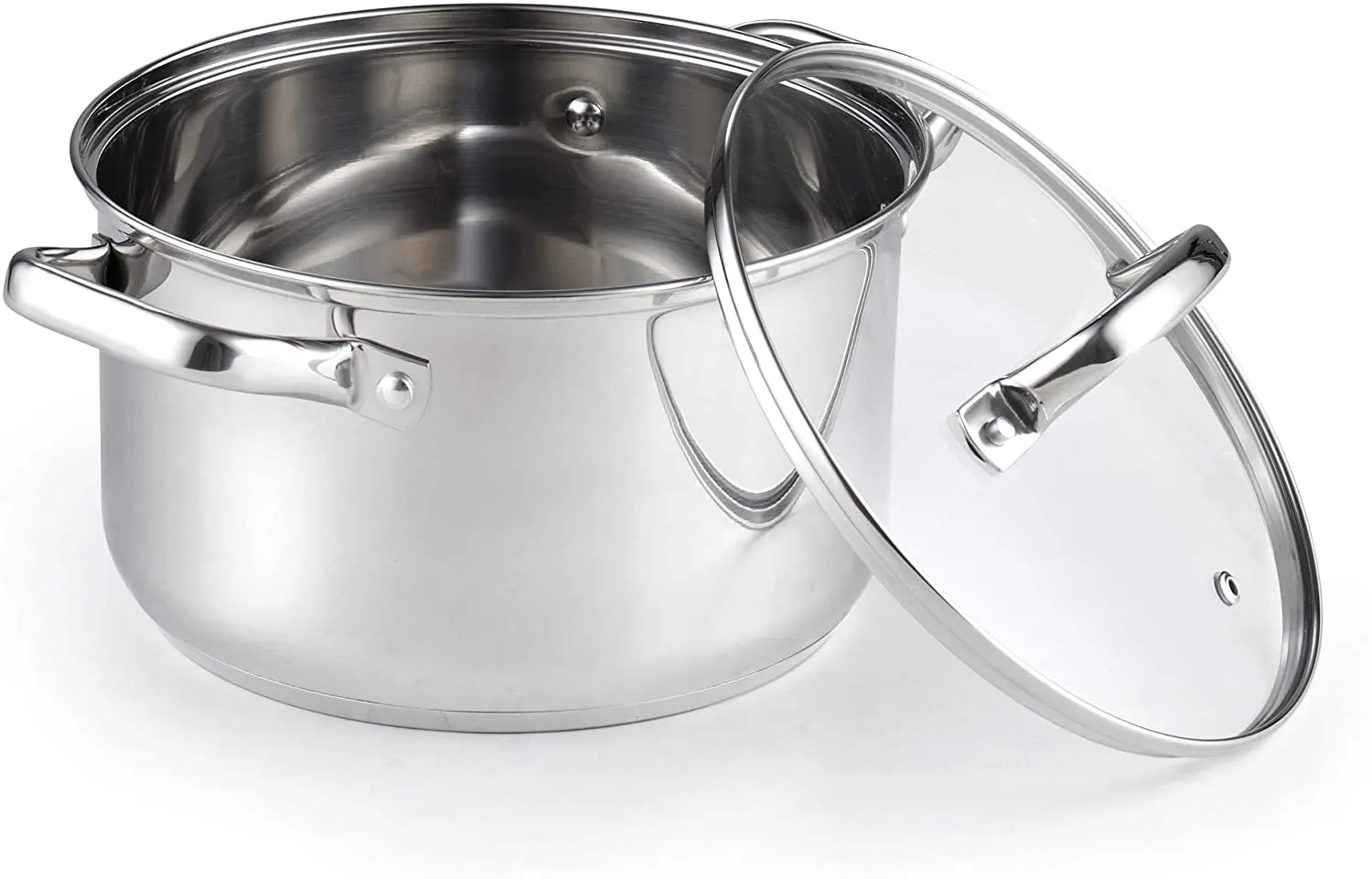 Cook N Home Stock Pot with Lid, Basics Stainless Steel Casserole Stockpots, 5-Quart