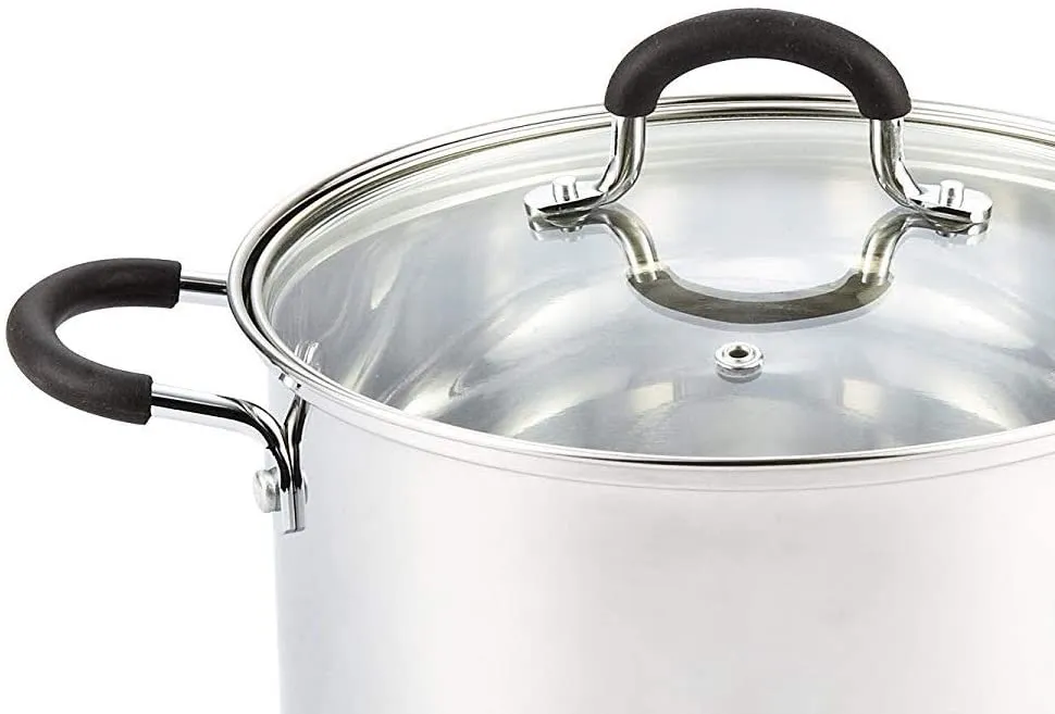 Cook N Home Stockpot Large pot Sauce Pot Induction Pot With Lid Professional Stainless Steel 20 Quart , with Stay-Cool Handles, silver