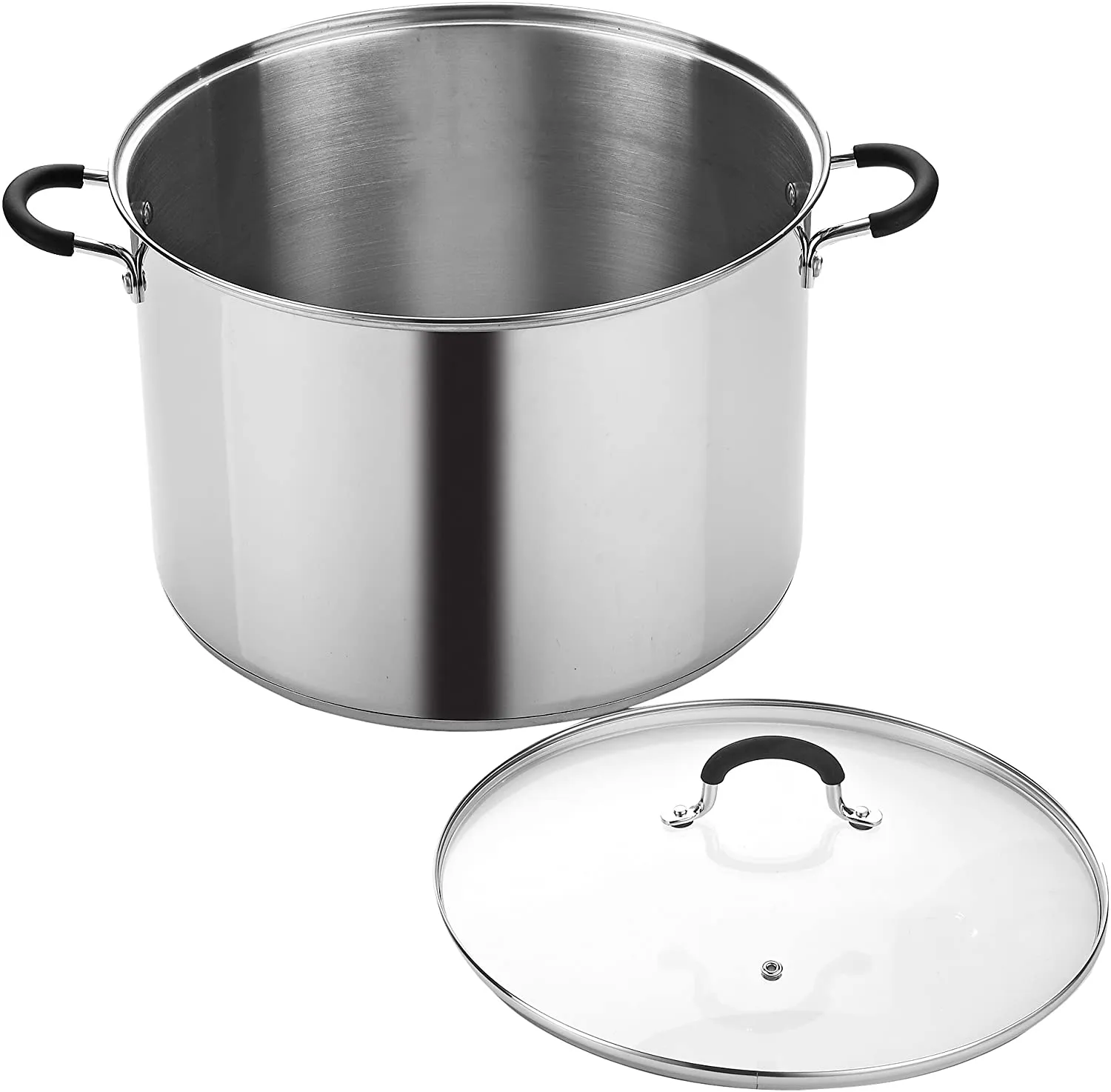 Cook N Home Stockpot Large pot Sauce Pot Induction Pot With Lid Professional Stainless Steel 20 Quart , with Stay-Cool Handles, silver