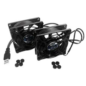 Coolerguys Dual 80x80x25mm USB Fans with Grills CG8025L05B2-U