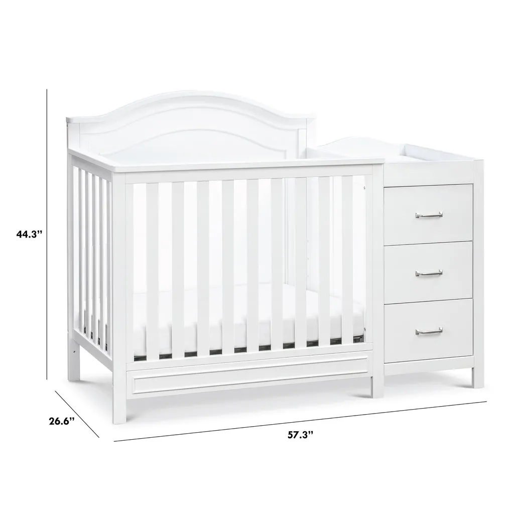 DaVinci Baby Charlie 4-in-1 Mini Convertible Crib & Changer with Mini Toddler Bed Conversion Kit (White) & Contour Changing Pad