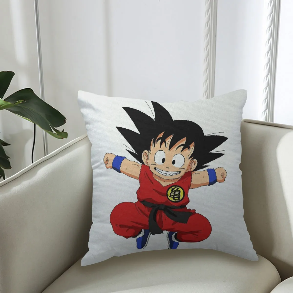 DBZ Jumping Kid Goku In His Training Suit Couch Pillowcase