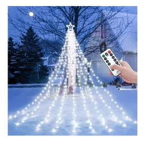 Decute Christmas Decorations Outdoor String Lights 8 Modes and Timer with Remote, Waterproof 320 LED Christmas Tree Lights Star Lights for Yard Garden Backyard Wedding Holiday Decor Cool White