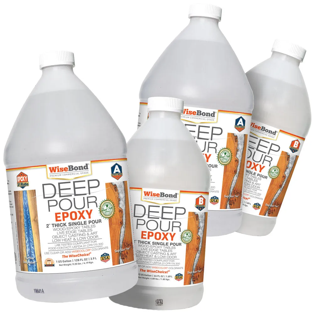 Deep Pour Epoxy - 2 inch - 2:1 Ratio - 3 Gallons (2 - 1.5 Gal Kits) & Colorant Wise Bundle*