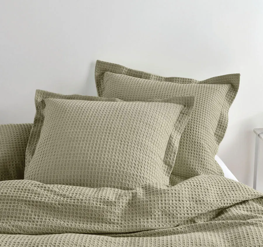 Deluxe Waffle European Pillowcase Eucalyptus