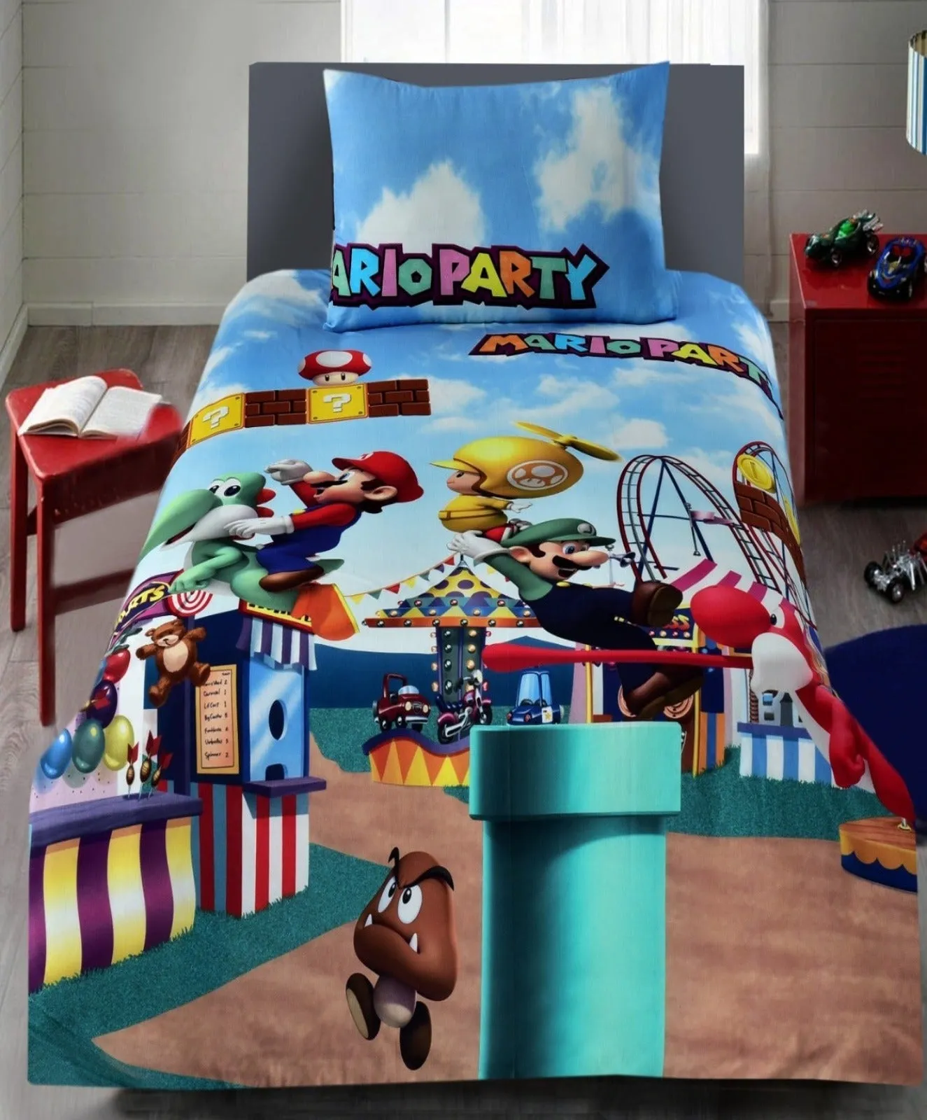 Digital Printed Junior Single Bed Sheet(4203)-Mario Party