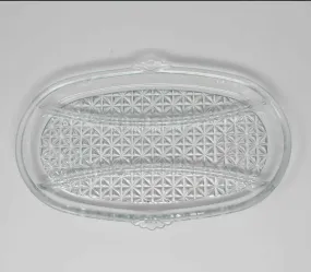 Divided Relish Tray, Four Square Windmill, Glass, Vintage