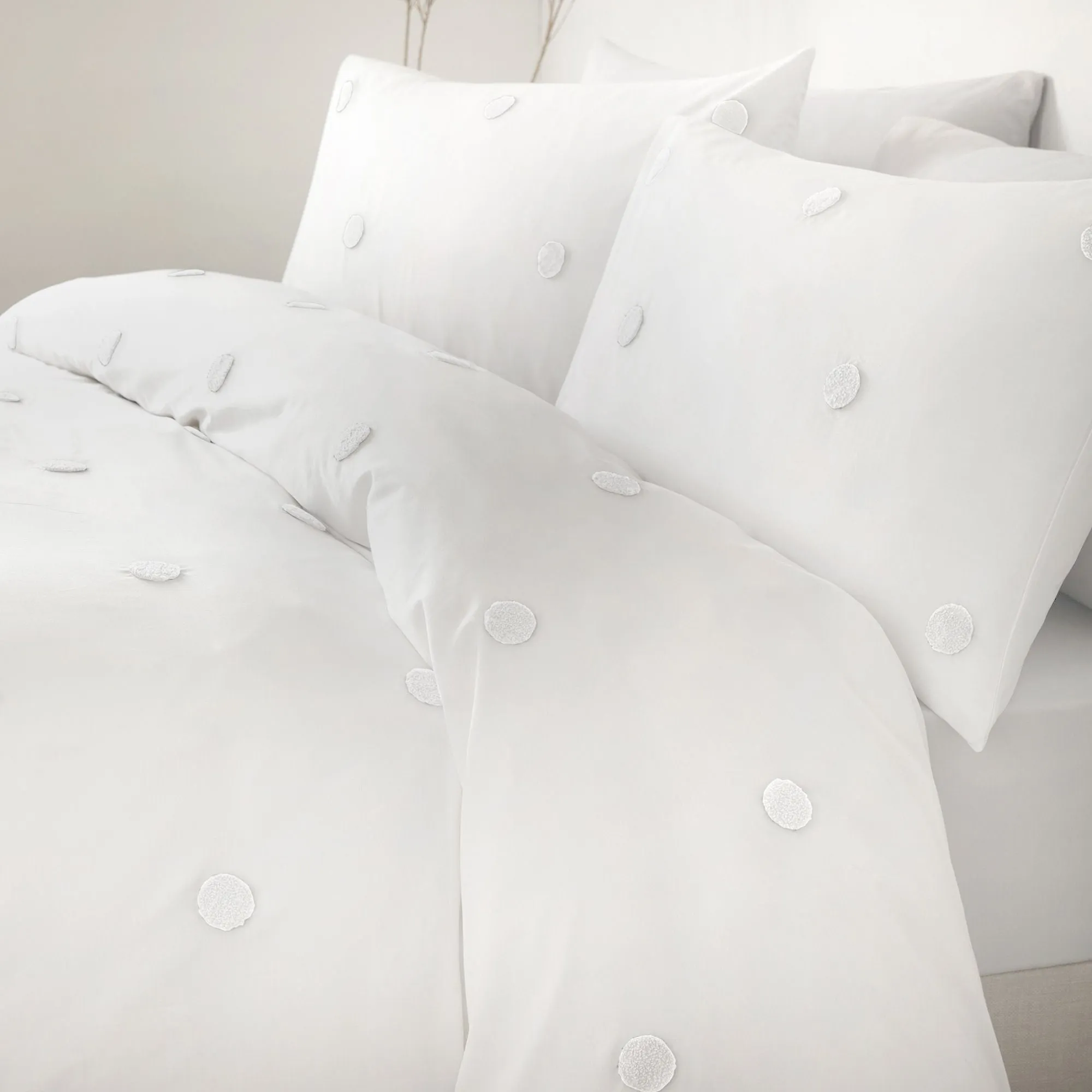 Dot Garden Duvet Cover Set by Appletree Boutique in White with White Dots