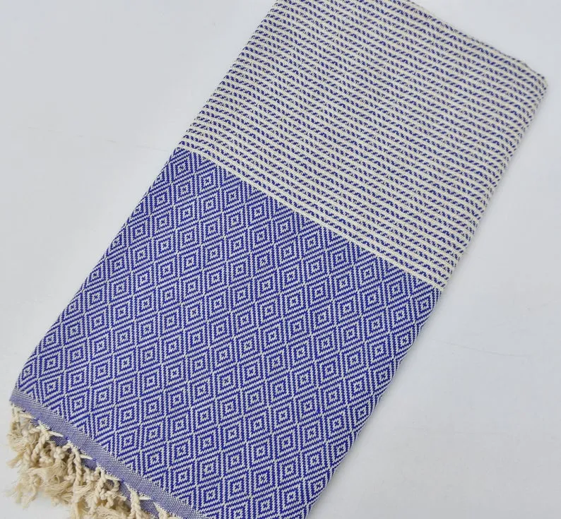 DOTTY DIAMOND BLUE TURKISH TOWEL