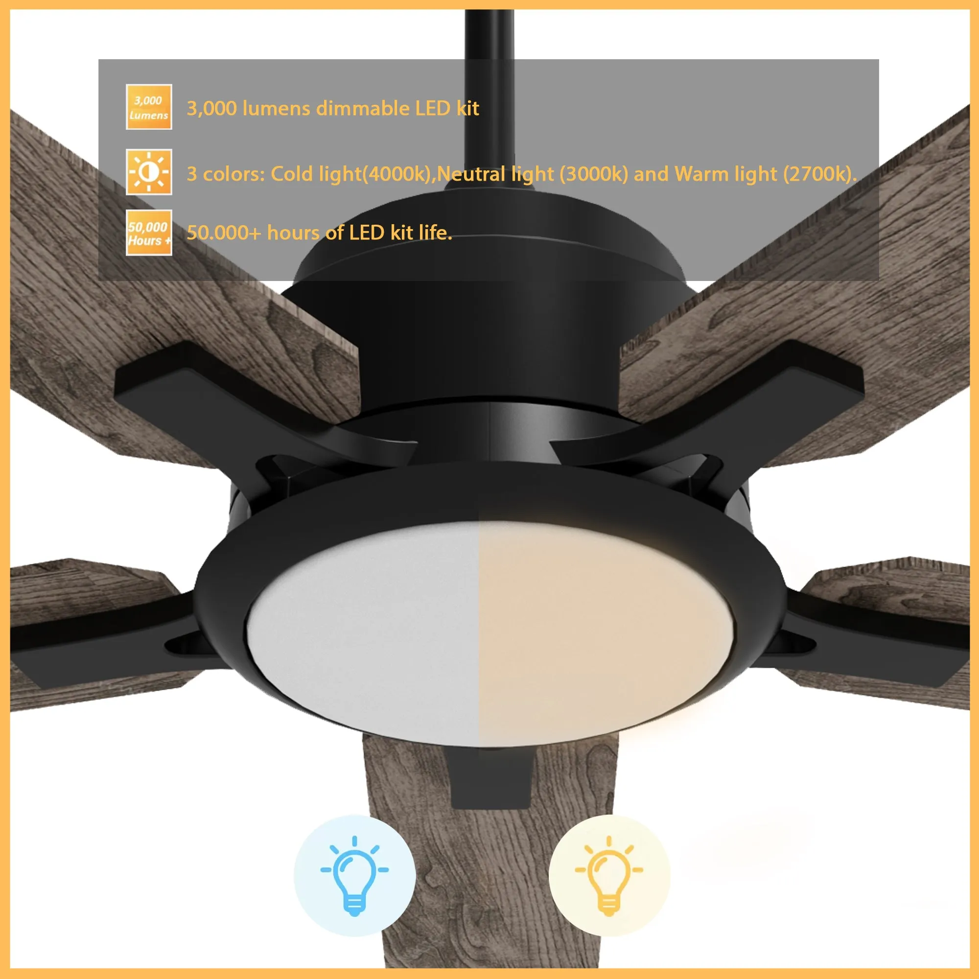 Essex Ⅱ Smart Outdoor Ceiling Fan with Dimmable LED Light Remote 52 Inch