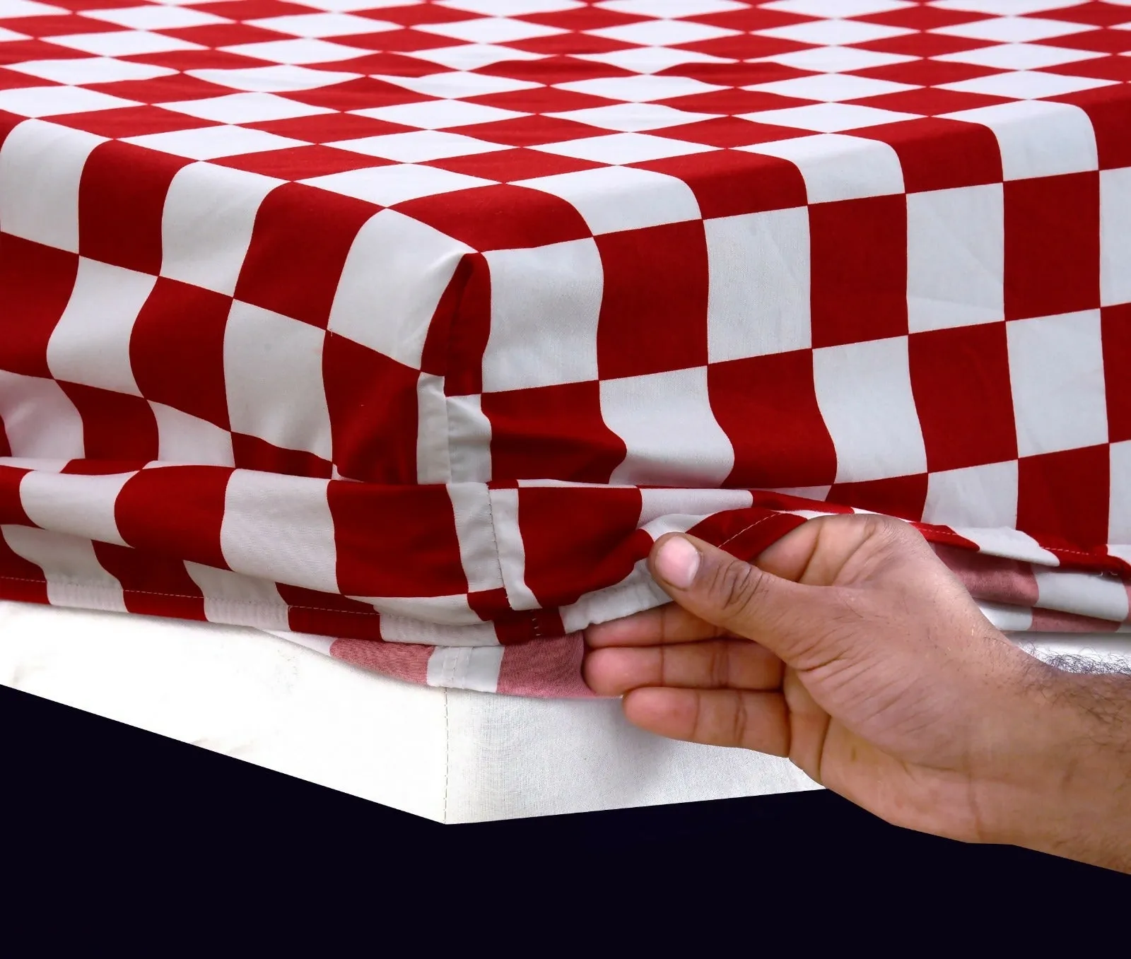 Fitted Bed Sheet-Red Chess