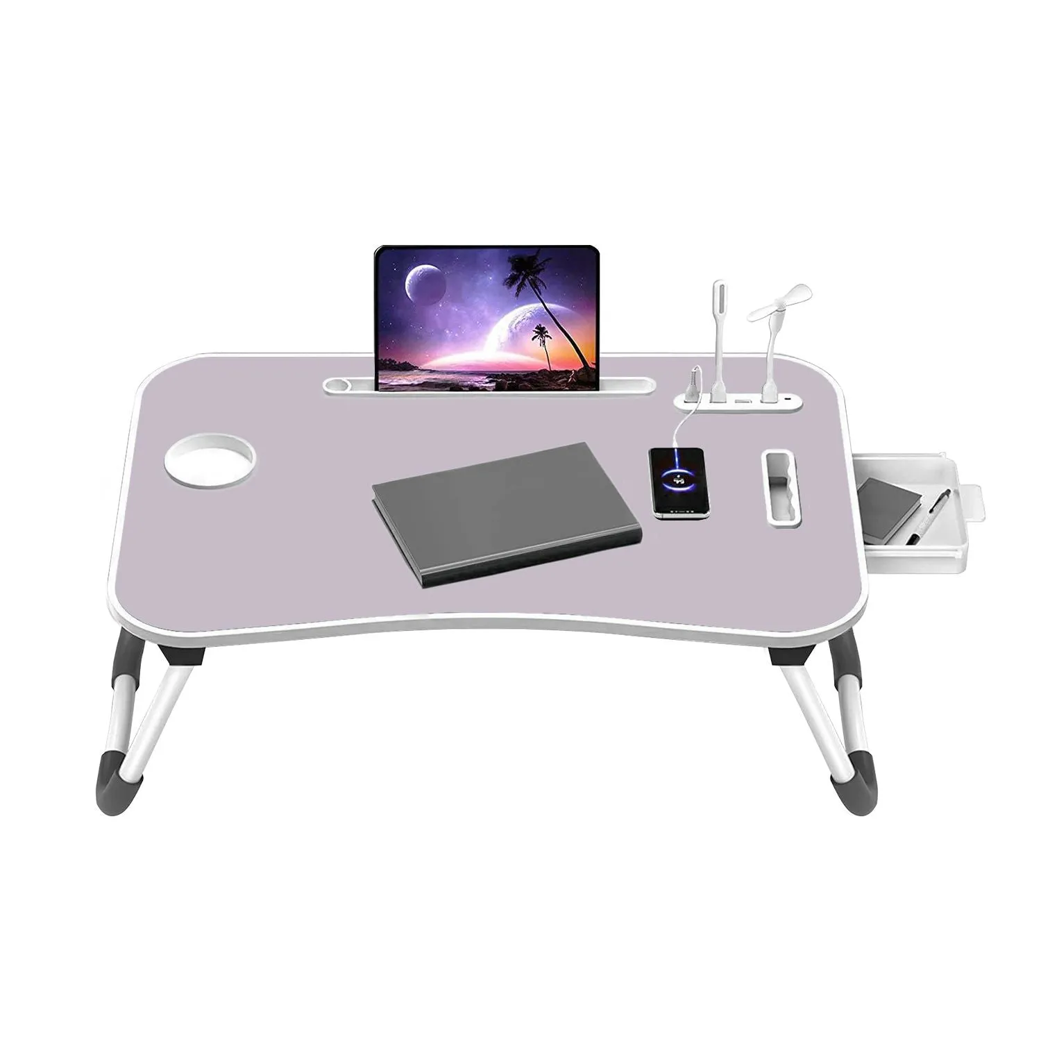 Foldable Laptop Bed Desk w/ USB Ports & Accessories, Ekkio