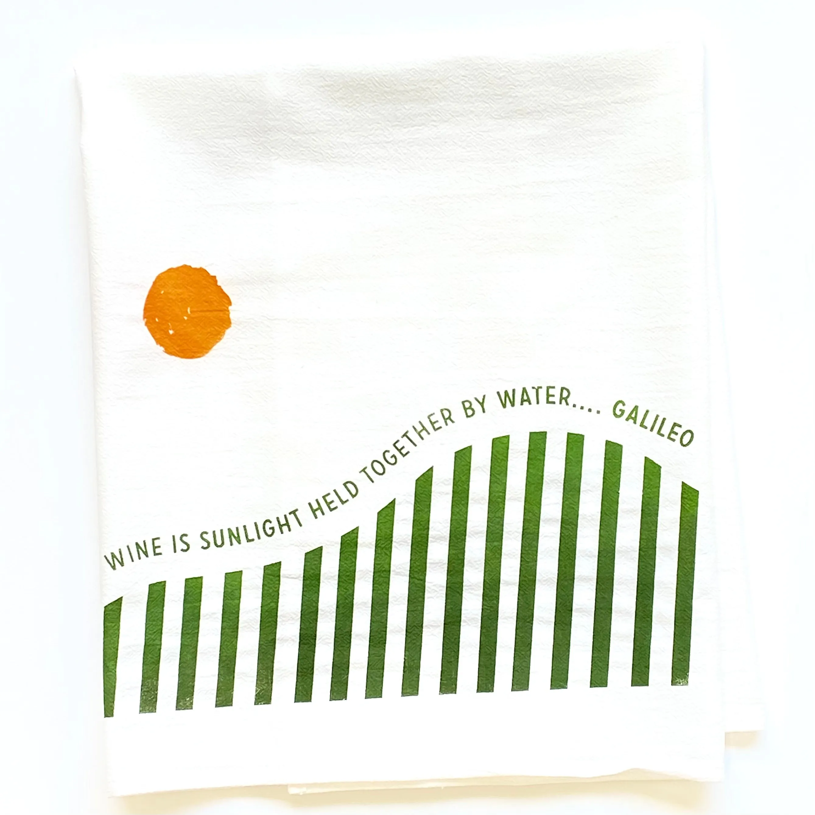 Galileo wine quote towel