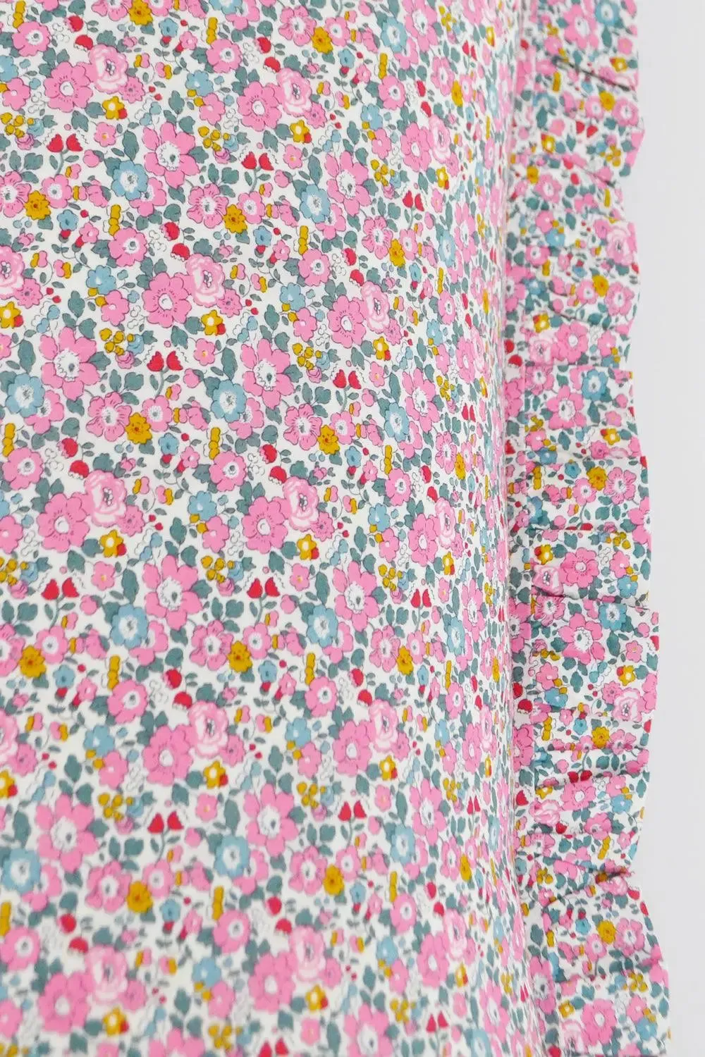 Gathered Edge Pillowcase Made With Liberty Fabric BETSY ANN PINK