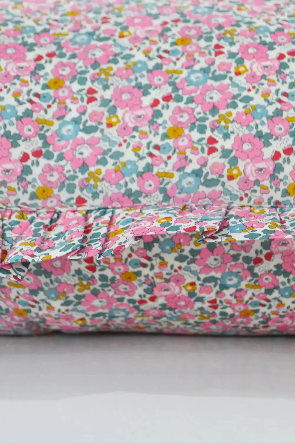 Gathered Edge Pillowcase Made With Liberty Fabric BETSY ANN PINK