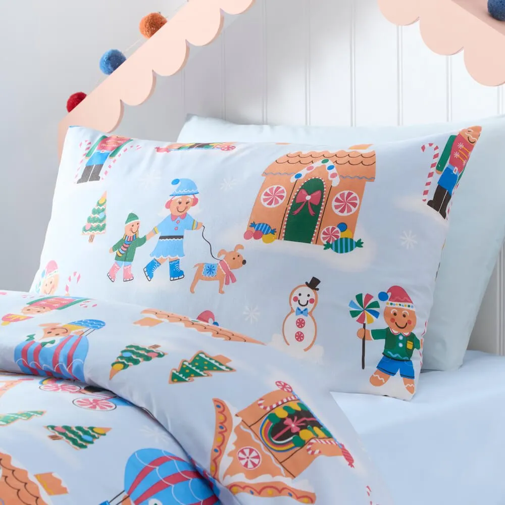 Gingerbread Village Christmas Pillowcase (Pair)