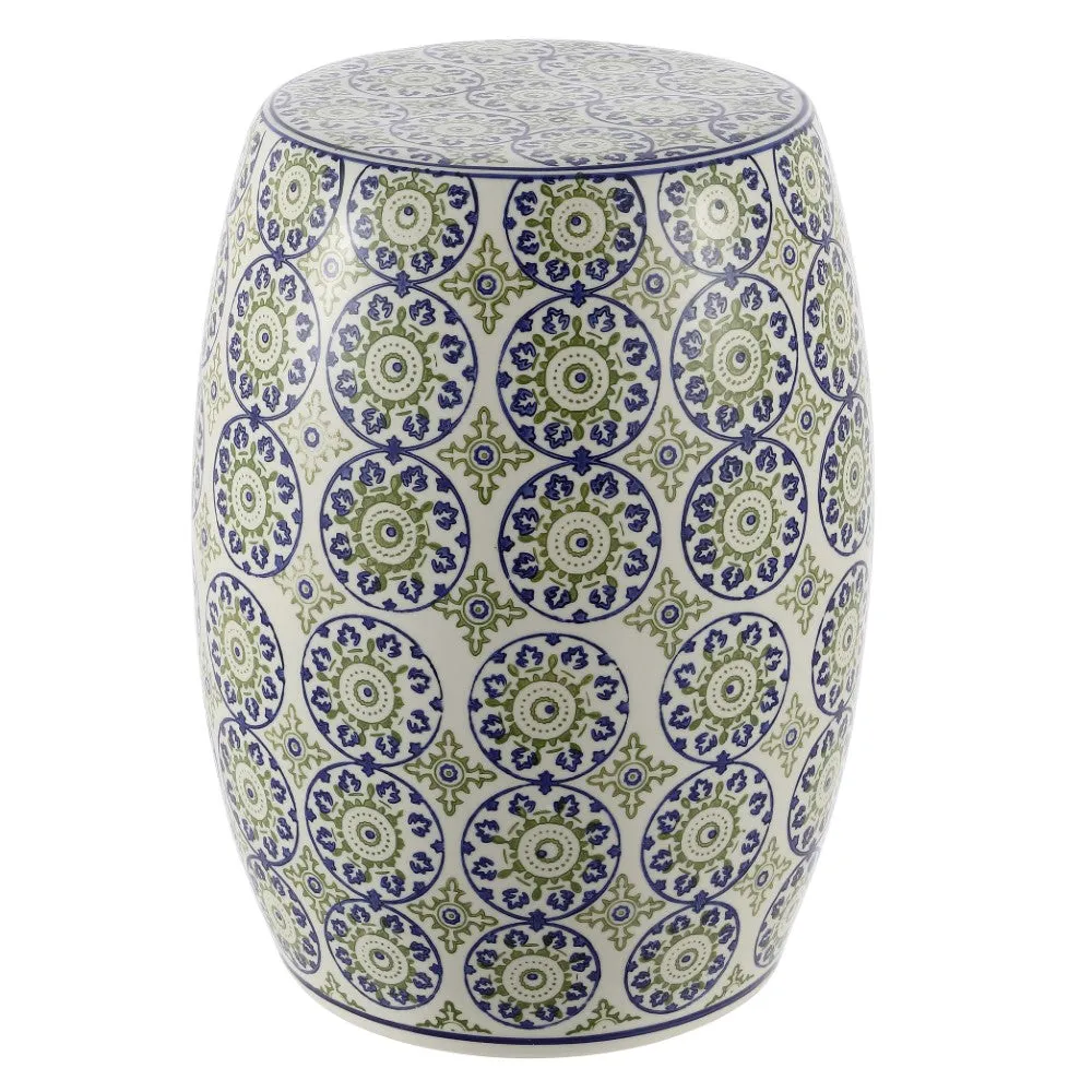 Glitzhome 17.25" Suzani Ceramic Garden Stool